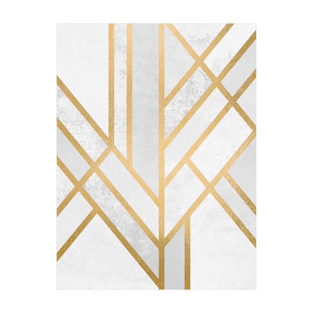 Teppich gold Art Deco Geometrie Weiß Gold