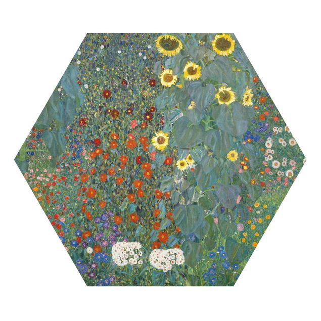 Hexagon Wandbild Gustav Klimt - Garten Sonnenblumen