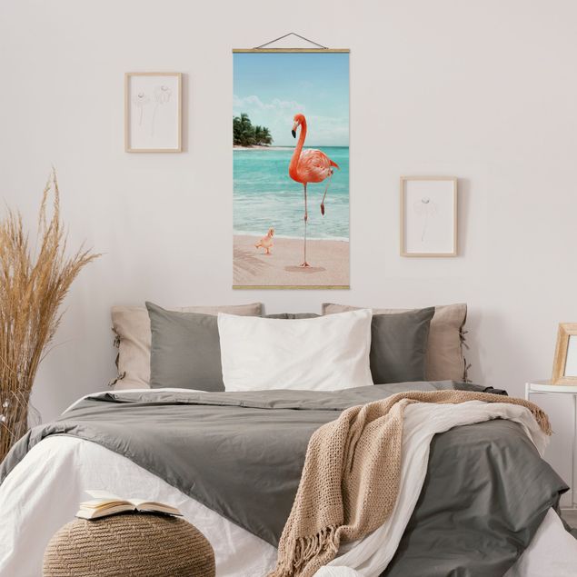 schöne Bilder Strand mit Flamingo