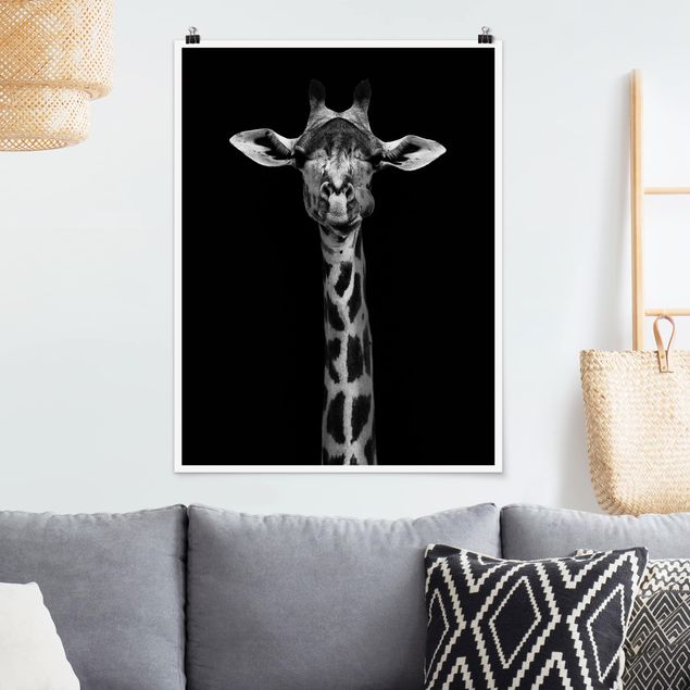 XXL Poster Dunkles Giraffen Portrait