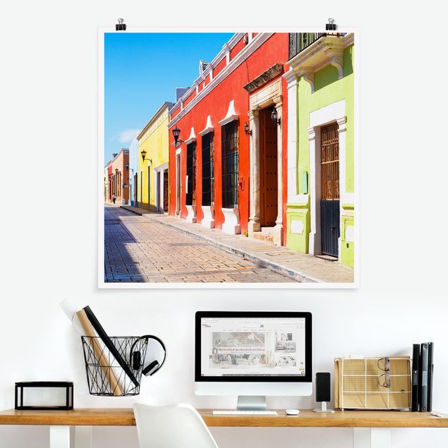 Poster - Farbige Häuserfronten - Quadrat 1:1