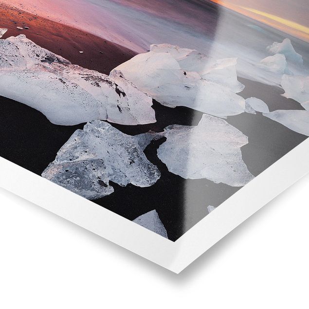 Poster Eisbrocken bei der Gletscherlagune Jökulsárlon Island
