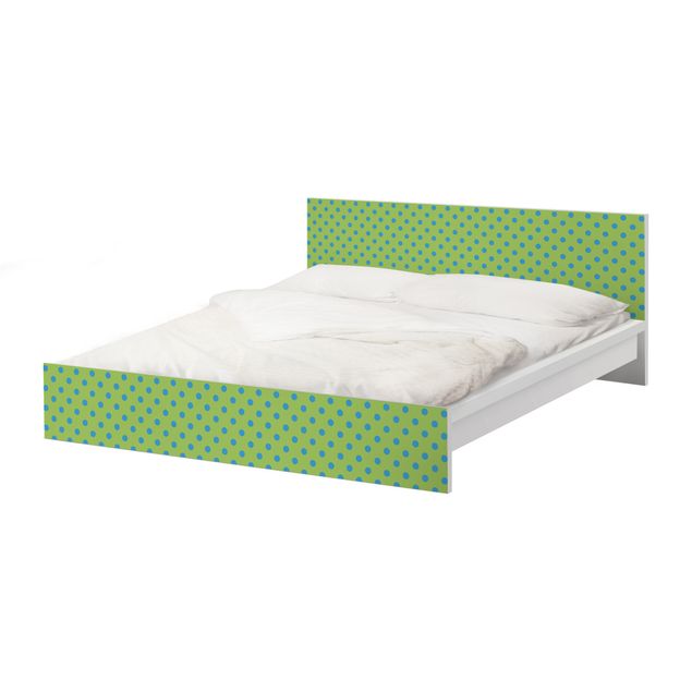 Möbelfolie für IKEA Malm Bett niedrig 160x200cm - Klebefolie No.DS92 Punktdesign Girly Grün