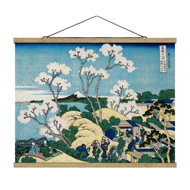 Stoffbild mit Posterleisten - Katsushika Hokusai - Der Fuji von Gotenyama - Querformat 4:3
