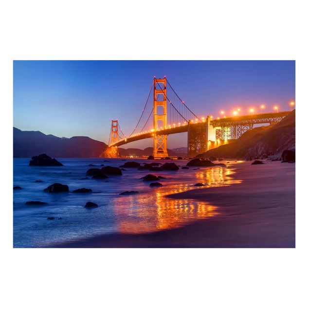 Magnettafel - Golden Gate Bridge am Abend - Hochformat 3:2
