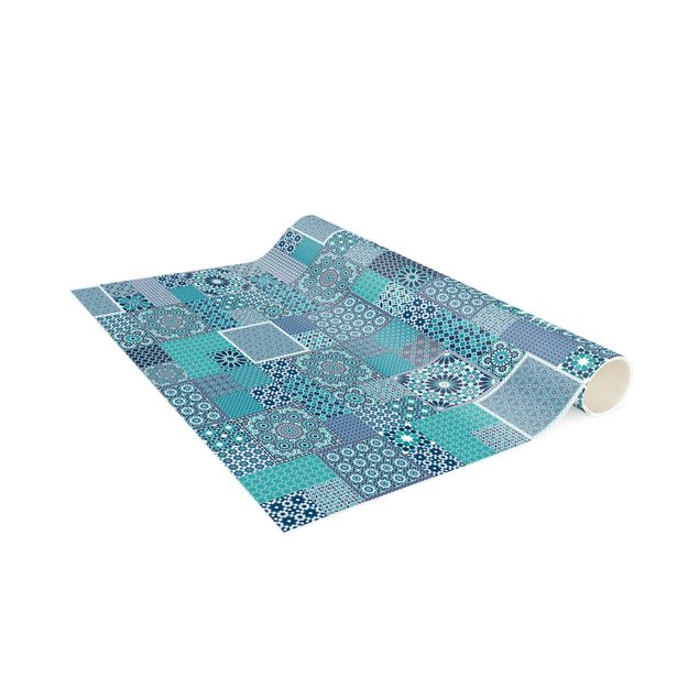 Vinyl-Teppich - Marokkanische Mosaikfliesen türkis blau - Hochformat 1:2