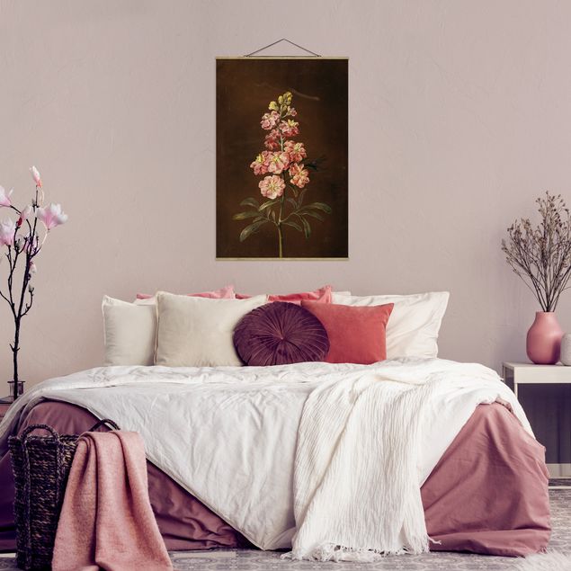 Stoffbilder mit Posterleisten Barbara Regina Dietzsch - Eine rosa Garten-Levkkoje