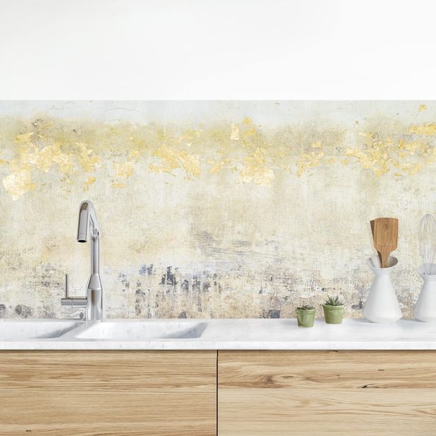 Platte Küchenrückwand Goldene Farbfelder I