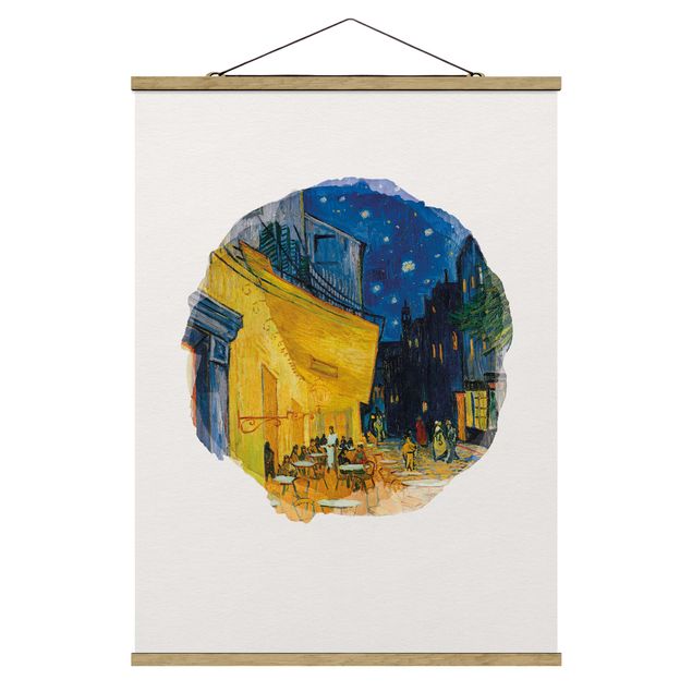 Stoffbilder mit Posterleisten Wasserfarben - Vincent van Gogh - Café-Terrasse in Arles