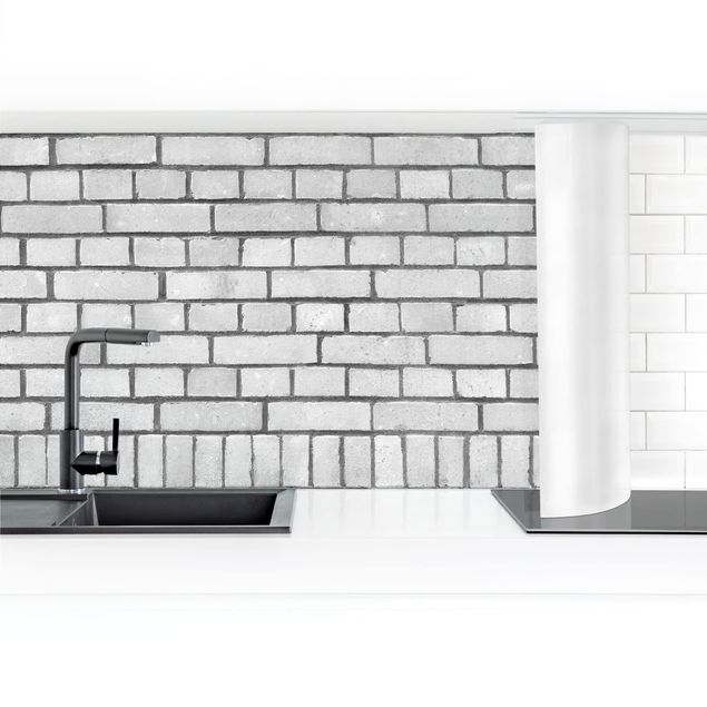 Küchenrückwand - Weiße Backstein Mauer