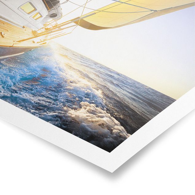Poster kaufen Segelboot auf blauem Meer bei Sonnenschein