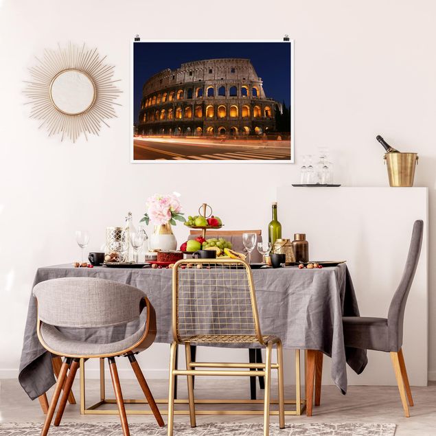 Moderne Poster Colosseum in Rom bei Nacht