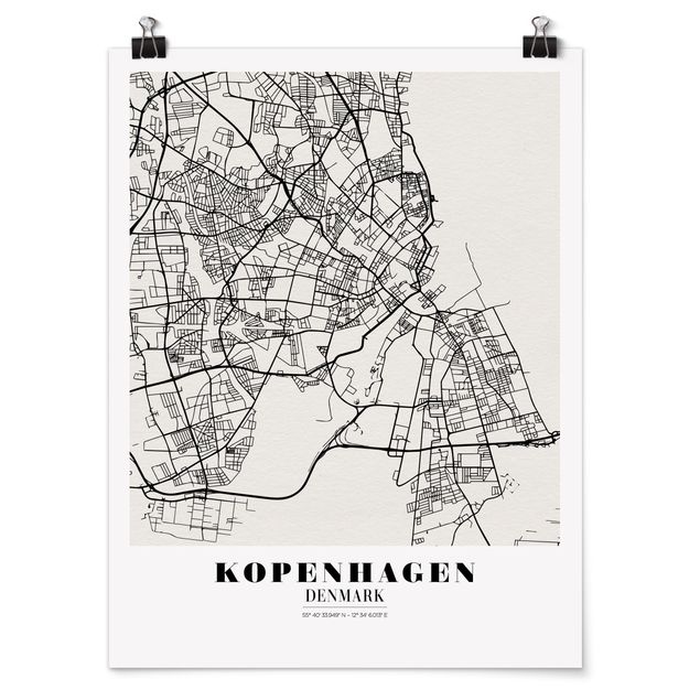 Poster - Stadtplan Kopenhagen - Klassik - Hochformat 3:4