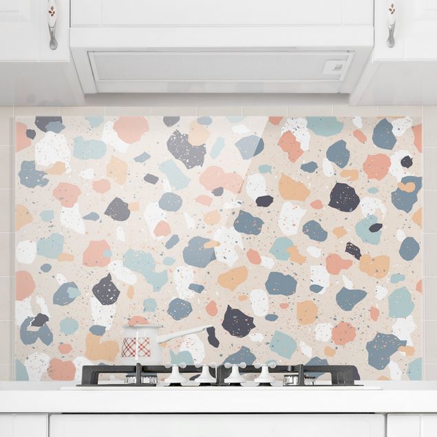 Glasrückwand Küche Steinoptik Terrazzo Muster