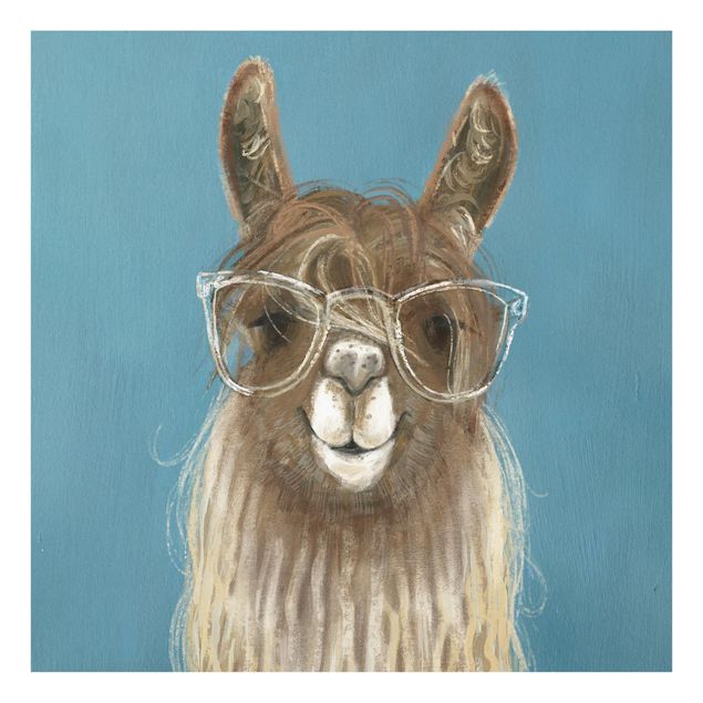 Glas Spritzschutz - Lama mit Brille III - Quadrat - 1:1