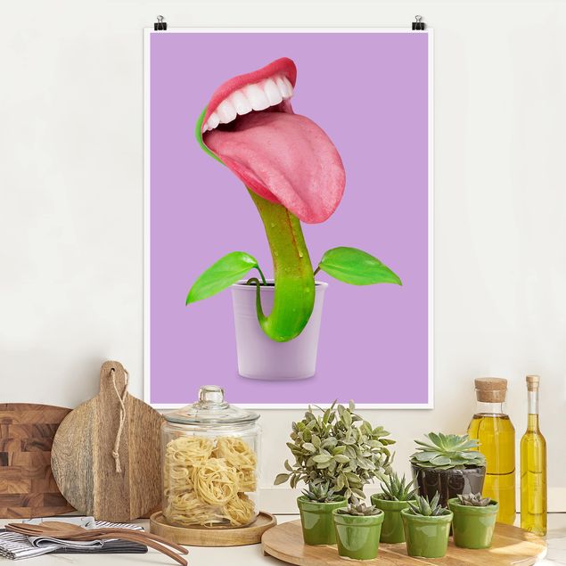 Wand Poster XXL Fleischfressende Pflanze mit Mund
