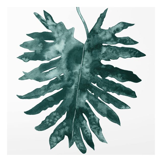 Glas Spritzschutz - Smaragdgrüner Philodendron Bipinnatifidum - Quadrat - 1:1