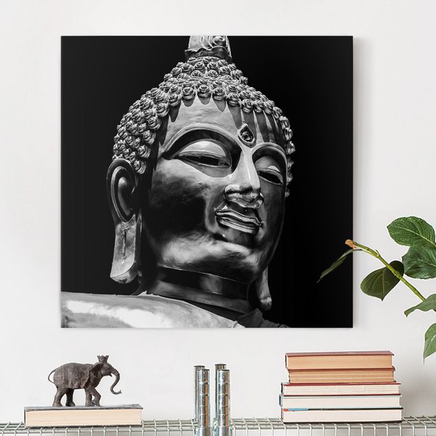 Leinwandbild - Buddha Statue Gesicht - Quadrat 1:1