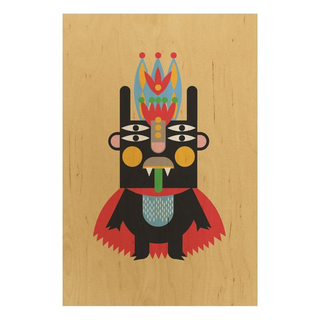 Wandbild Holz Collage Ethno Monster - König