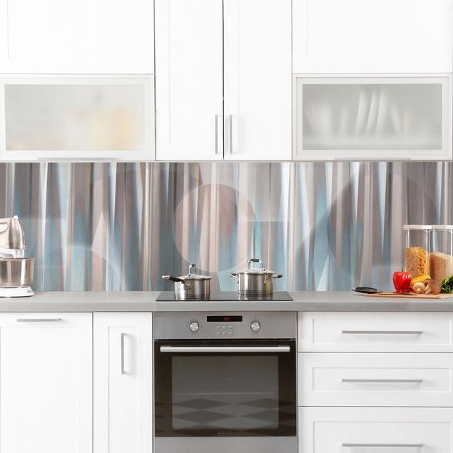 Wandpaneele Küche Geometrische Formen in Kupfer und Blau
