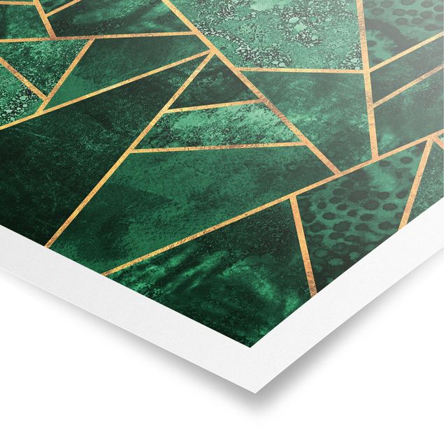 Poster - Dunkler Smaragd mit Gold - Hochformat 4:3