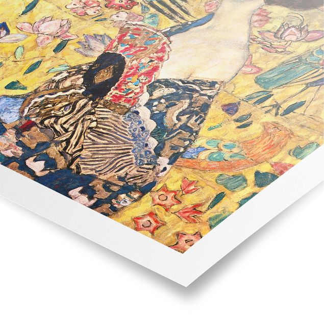 Poster - Gustav Klimt - Dame mit Fächer - Quadrat 1:1