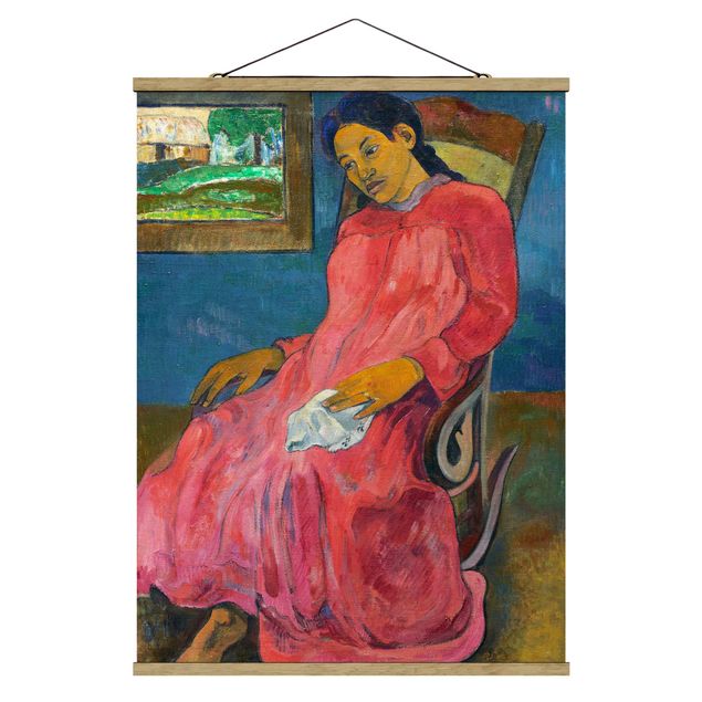 Stoffbild mit Posterleisten - Paul Gauguin - Melancholikerin - Hochformat 3:4