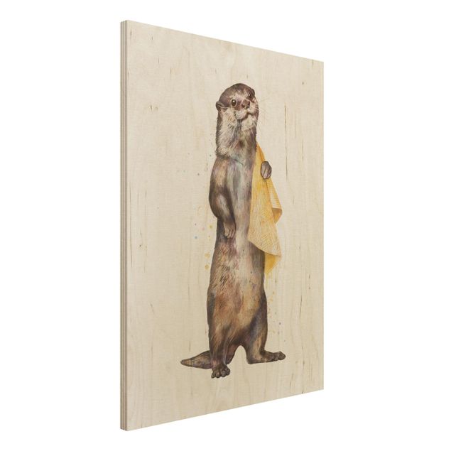 Laura Graves Art Illustration Otter mit Handtuch Malerei Weiß