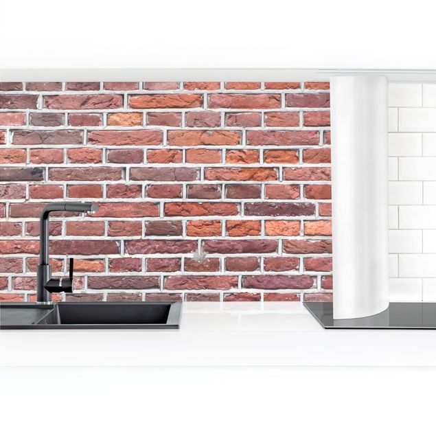 Küchenrückwand selbstklebend Backstein Mauer Rot