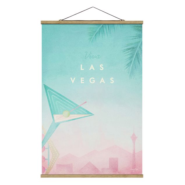 Stoffbild mit Posterleisten - Reiseposter - Viva Las Vegas - Hochformat 2:3