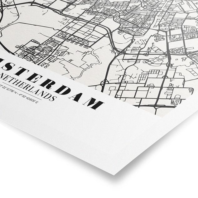 Poster - Stadtplan Amsterdam - Klassik - Hochformat 3:4