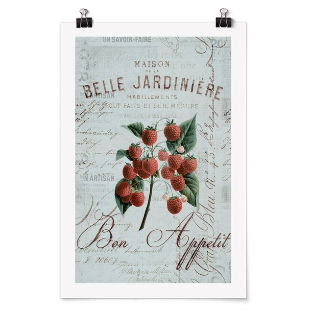Poster Shabby Chic Collage - Himbeeren