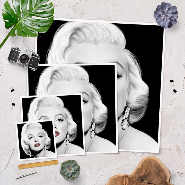 Poster - Marilyn mit Ohrschmuck - Quadrat 1:1