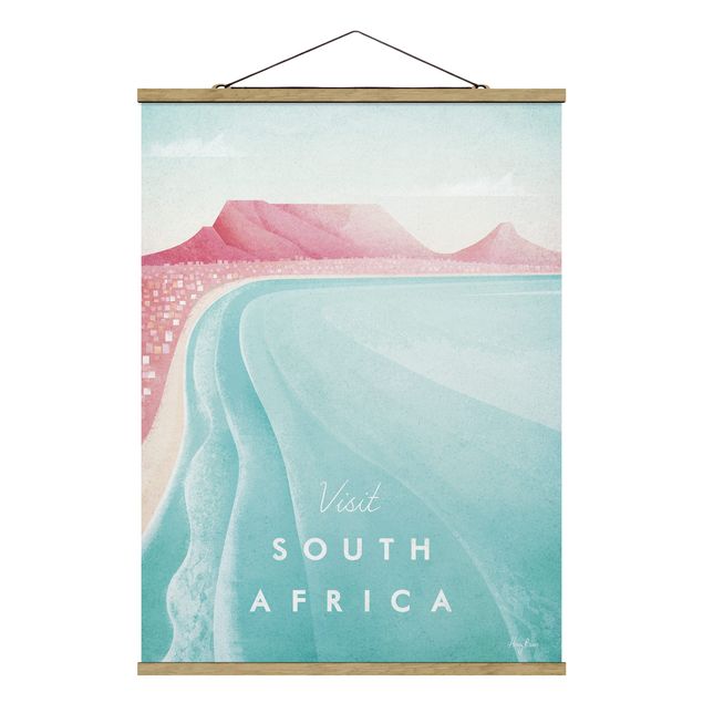 Stoffbild mit Posterleisten - Reiseposter - Südafrika - Hochformat 3:4
