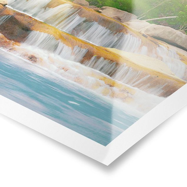 Poster - Wasserfall Lichtung - Quadrat 1:1