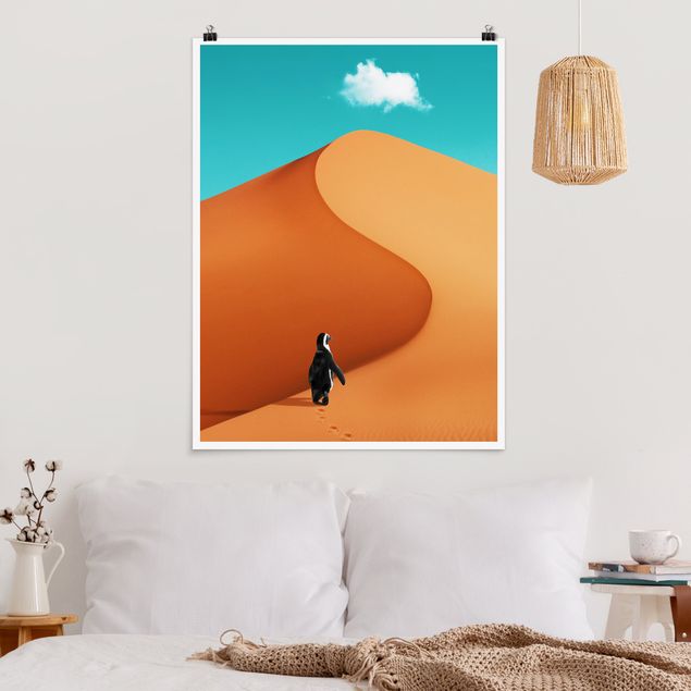 Riesenposter XXL Wüste mit Pinguin