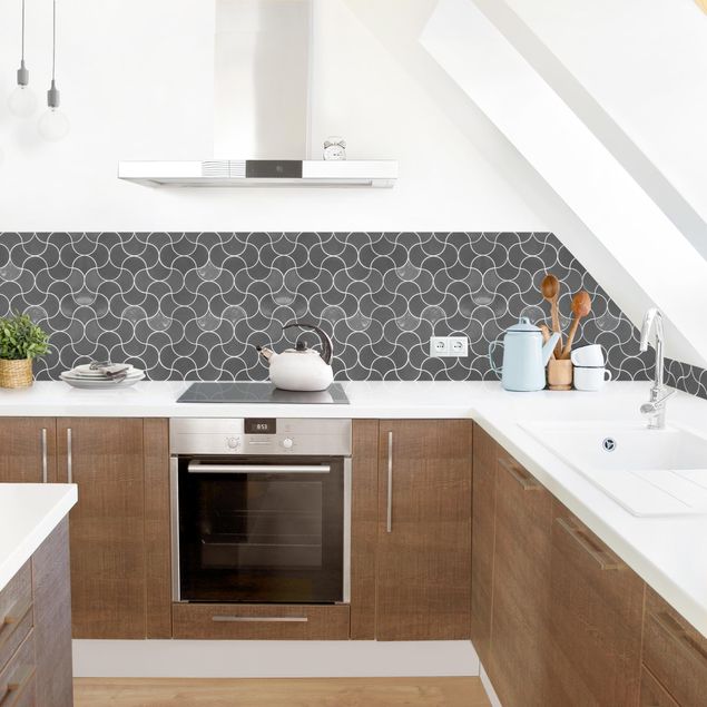 Wandpaneele Küche Geschwungene Fliese Keramikoptik - Grau