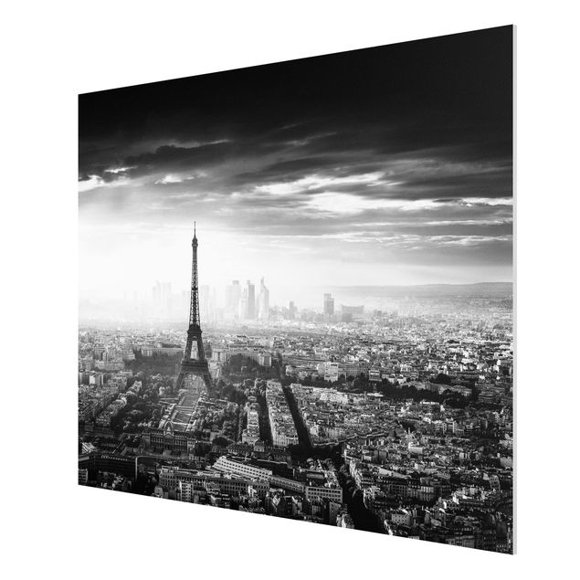 Forex Fine Art Print - Der Eiffelturm von Oben Schwarz-weiß - Querformat 3:4