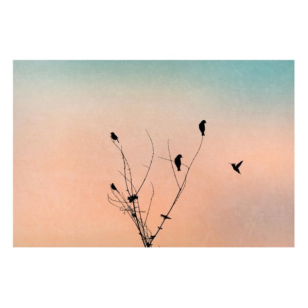 Magnettafel - Vögel vor rosa Sonne II - Hochformat 3:2