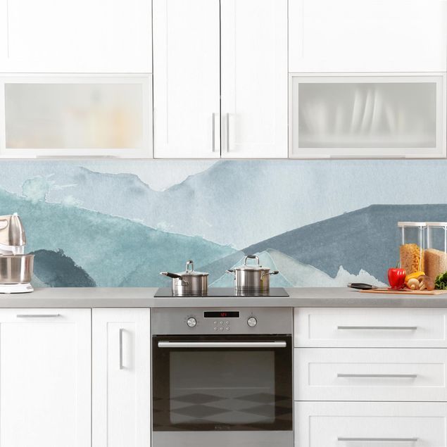 Wandpaneele Küche Wogen in Blau III
