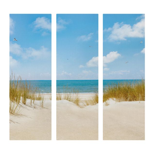 Leinwandbild 3-teilig - Strand an der Nordsee - Panoramen hoch 1:3