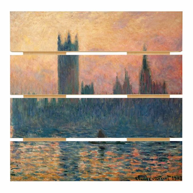 Holzbild - Claude Monet - London Sonnenuntergang - Quadrat 1:1