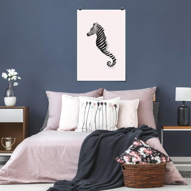 XXL Poster Seepferdchen mit Zebrastreifen