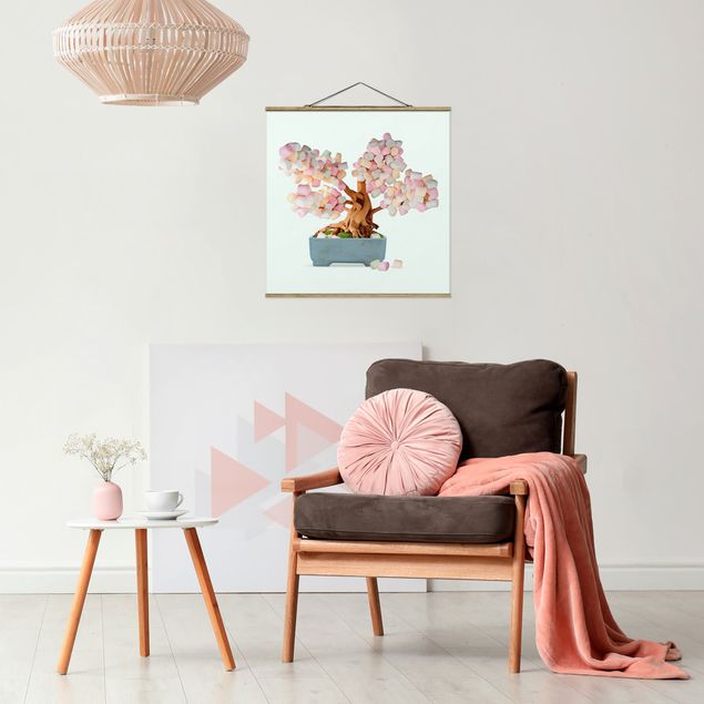 Stoffbilder mit Posterleisten Bonsai mit Marshmallows