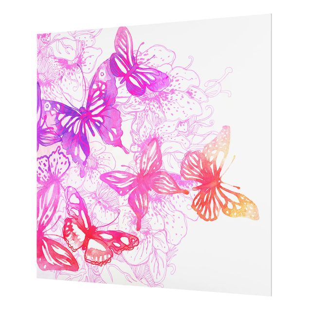 Glas Spritzschutz - Schmetterlingstraum - Quadrat - 1:1