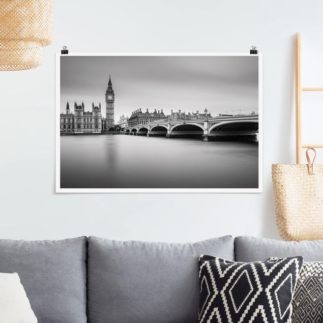 Poster London Westminster Brücke und Big Ben