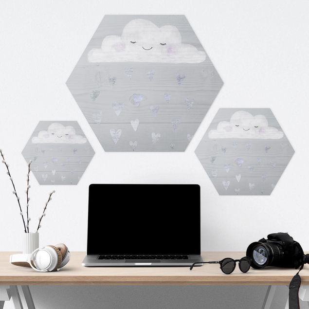 Hexagon Bild Forex - Wolke mit silbernen Herzen