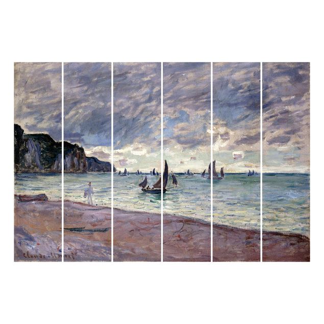 Schiebegardinen Set - Claude Monet - Fischerboote vor der Küste und den Felsen von Pourville - Flächenvorhänge