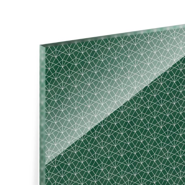 Spritzschutz Glas - Smaragd Art Deco Linienmuster - Querformat 2:1