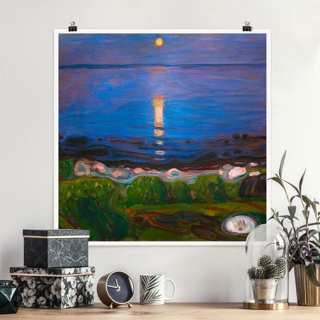 Impressionismus Bilder Edvard Munch - Sommernacht am Meeresstrand